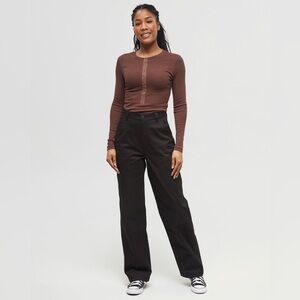 tentree Black Wide-Leg Utility Pants